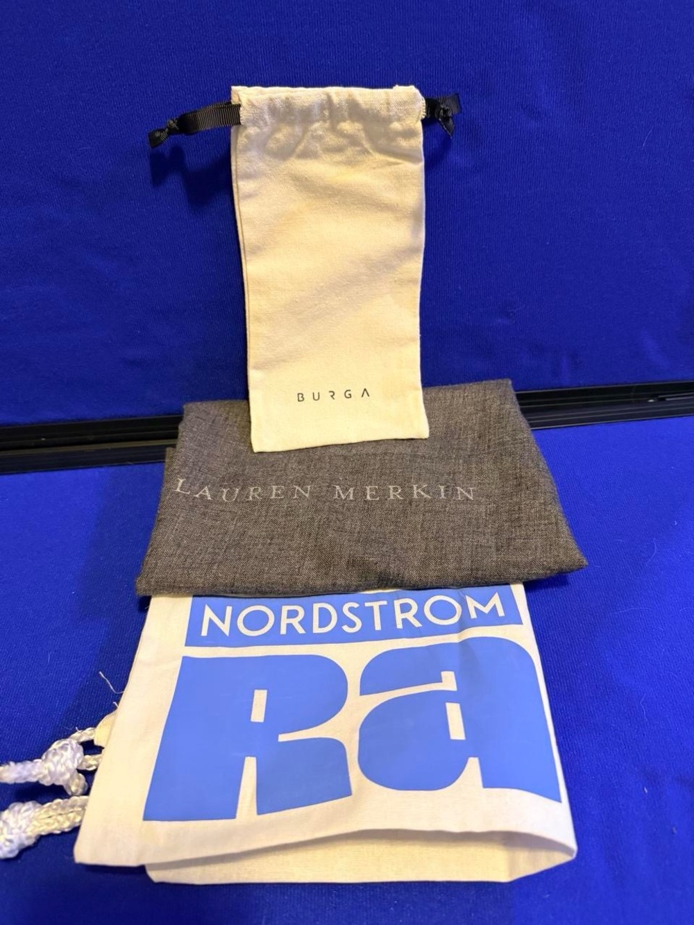 Mixed lot of three branded drawstring storage dust bags/pouches